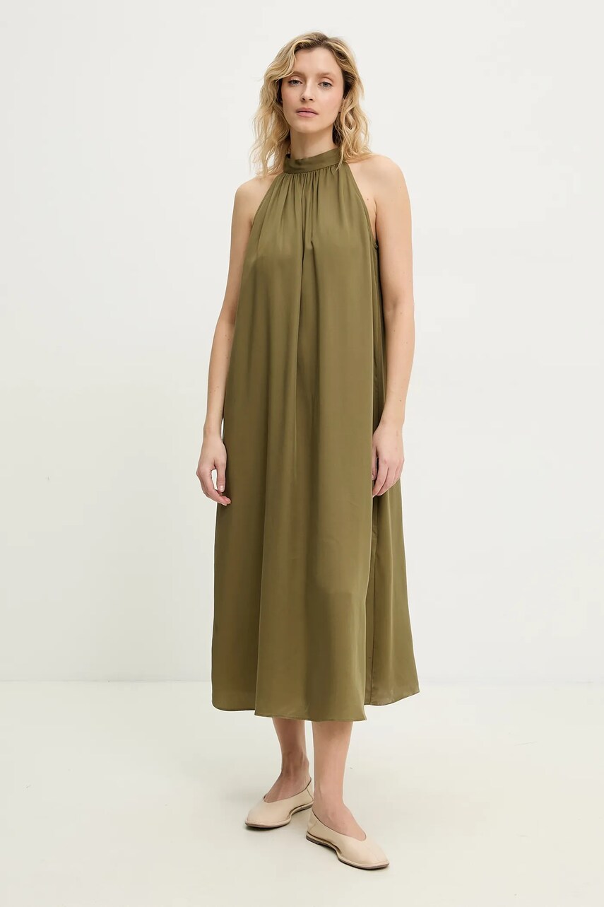 Answear Lab rochie culoarea verde, midi, evazati