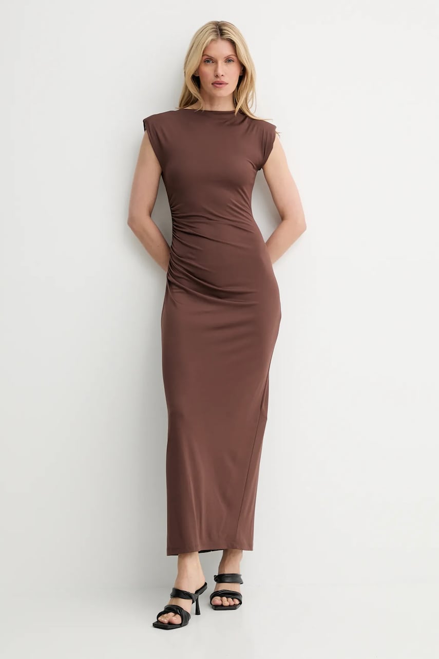 Answear Lab rochie culoarea maro, maxi, mulata