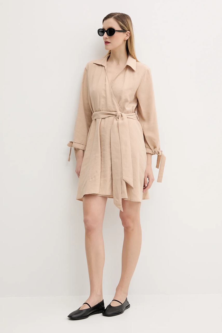Платье Answear.LAB цвет бежевый mini расклешённая