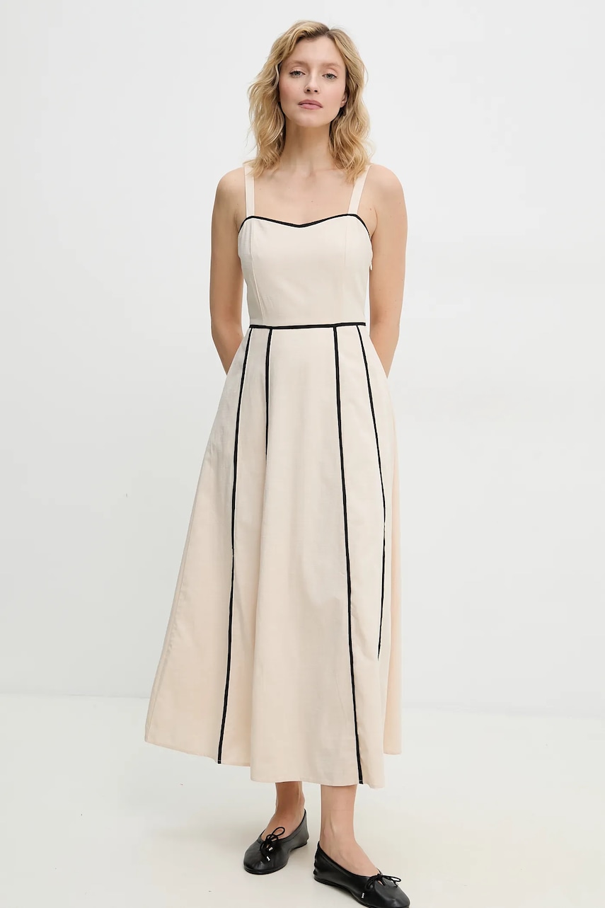 Answear Lab rochie culoarea bej, maxi, evazati