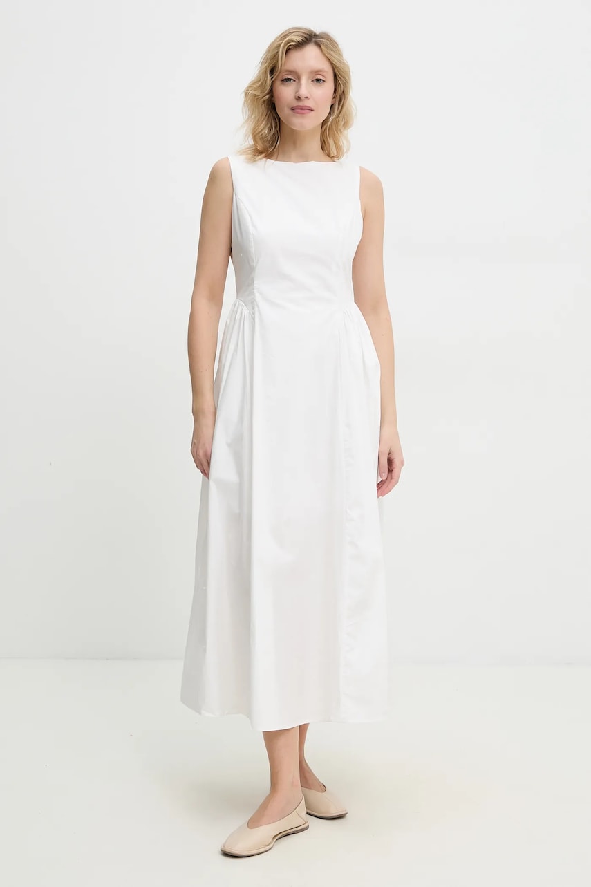 Хлопковое платье Answear.LAB цвет белый maxi расклешённая Хлопковое платье Answear.LAB цвет белый maxi расклешённая