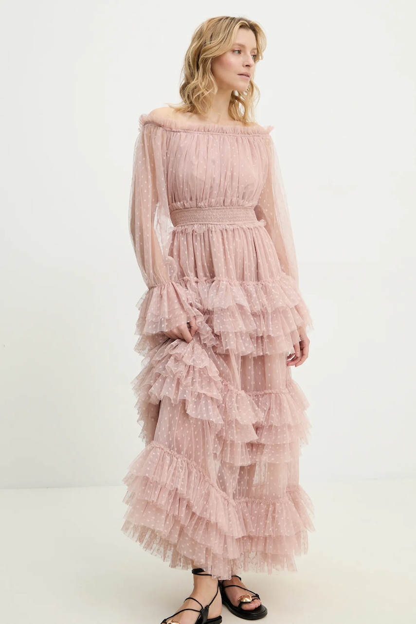 Answear Lab rochie culoarea bej, maxi, evazată