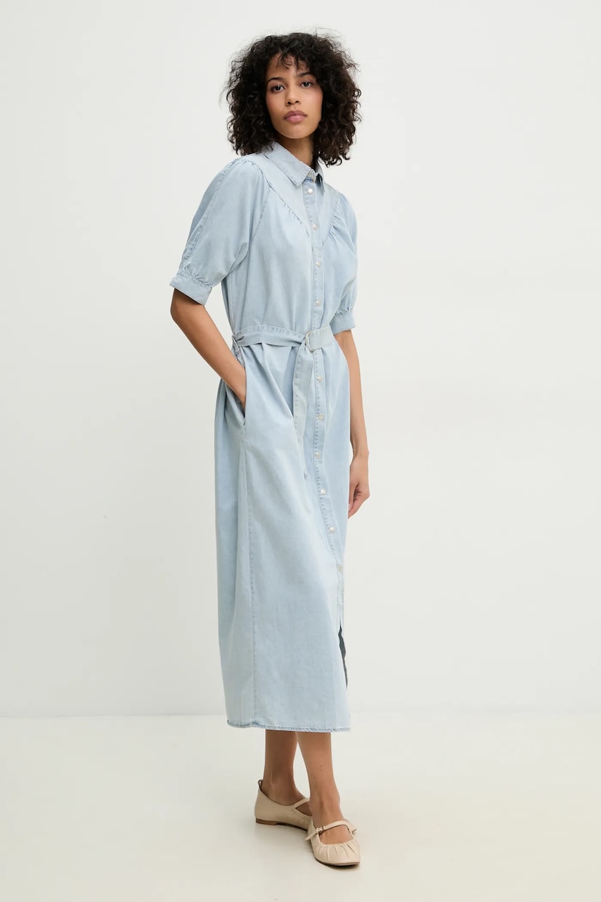 Answear Lab rochie jeans maxi, evazati Answear Lab rochie jeans maxi, evazati