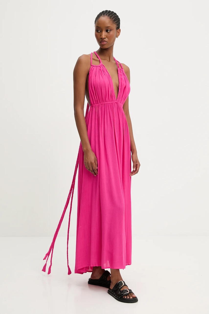 Answear.LAB rochie culoarea roz, maxi, evazati