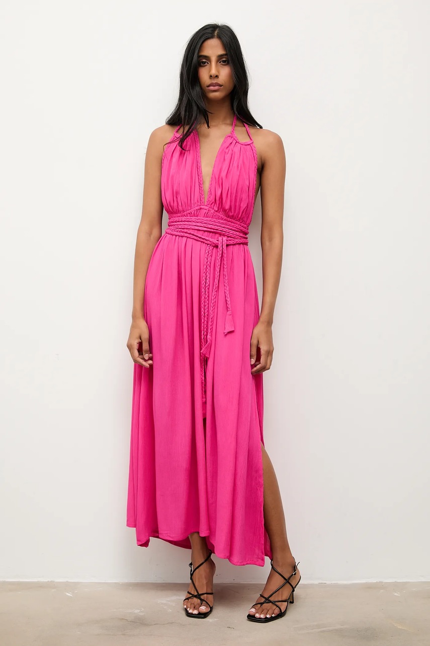 Платье Answear.LAB цвет розовый maxi расклешённая