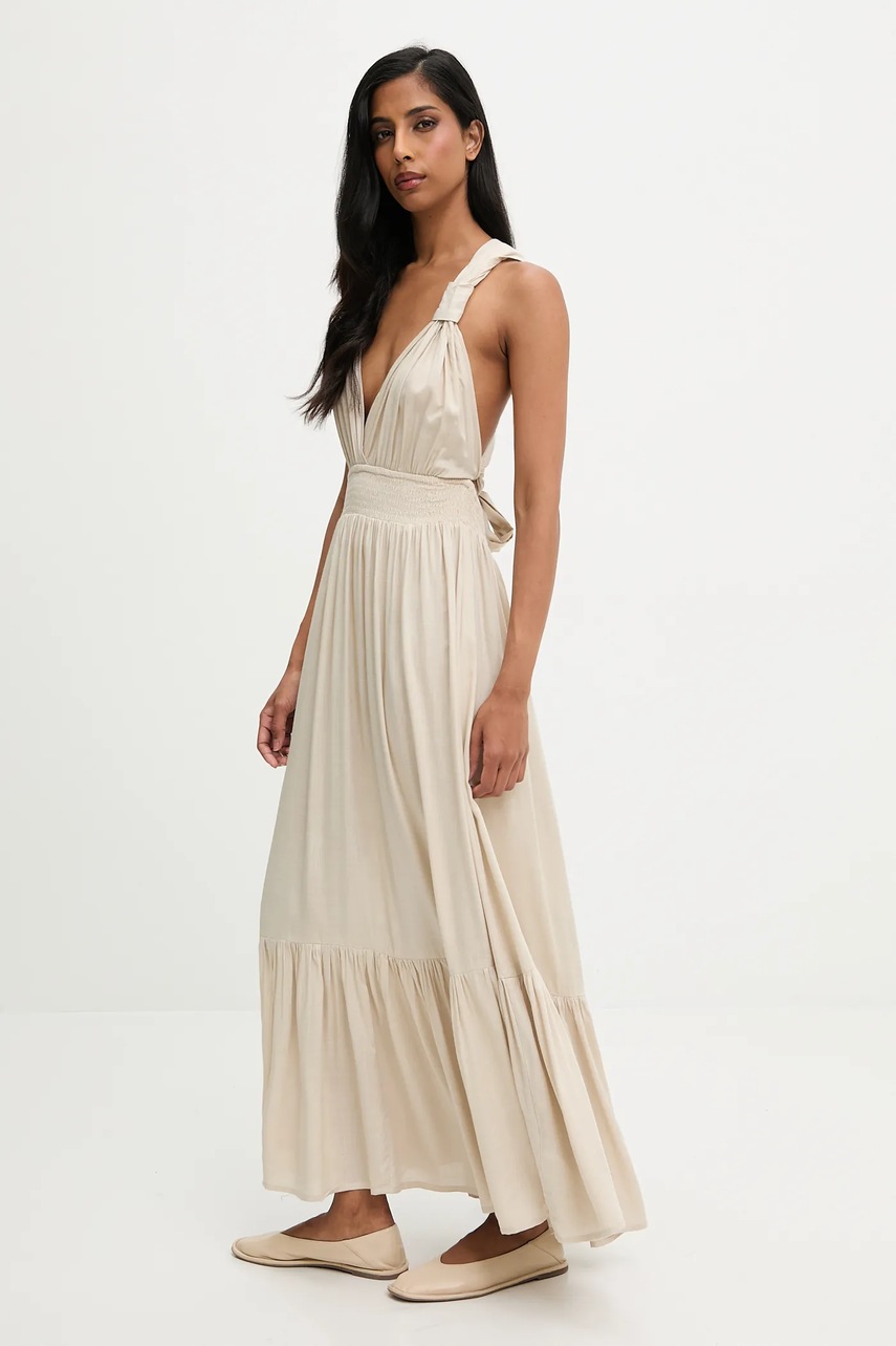 Answear.LAB rochie culoarea bej, maxi, evazati