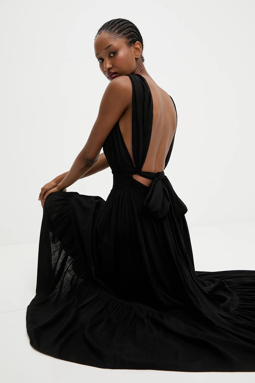 Answear.LAB rochie culoarea negru, maxi, evazati