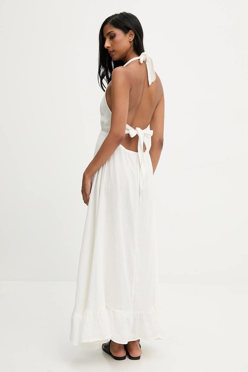 Хлопковое платье Answear.LAB цвет белый maxi расклешённая