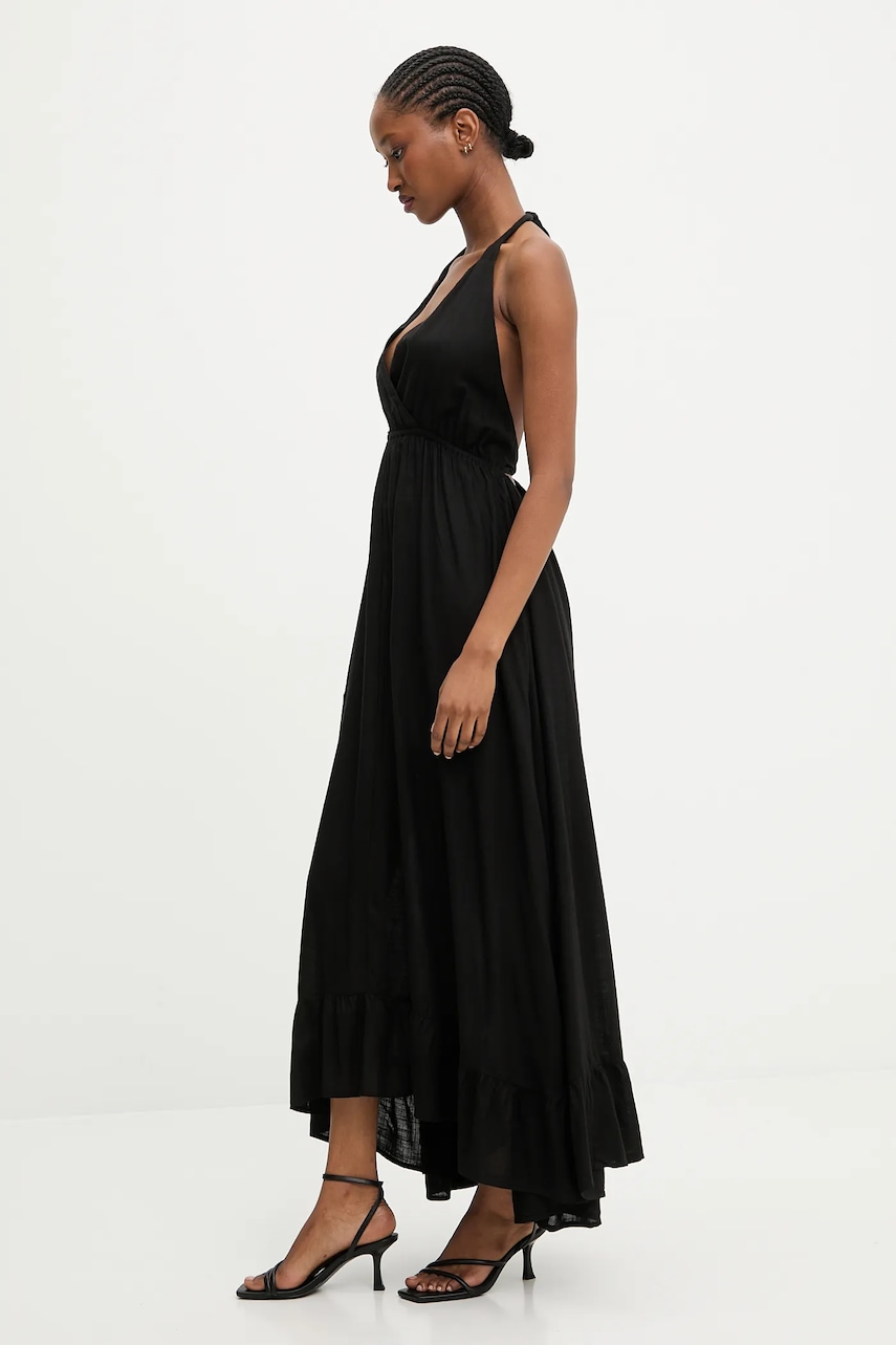 Answear.LAB rochie din bumbac culoarea negru, maxi, evazati