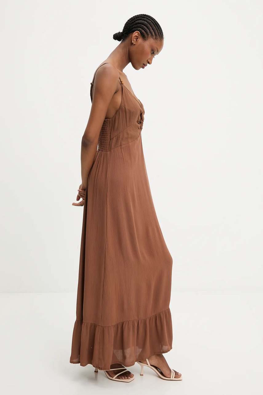 Хлопковое платье Answear.LAB цвет коричневый maxi расклешённая