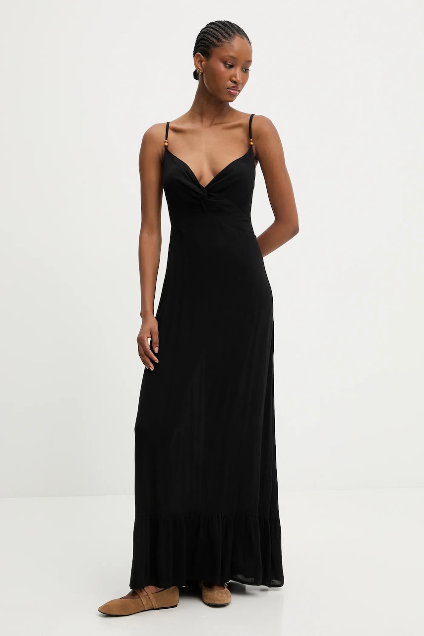 Answear.LAB rochie din bumbac culoarea negru, maxi, evazati