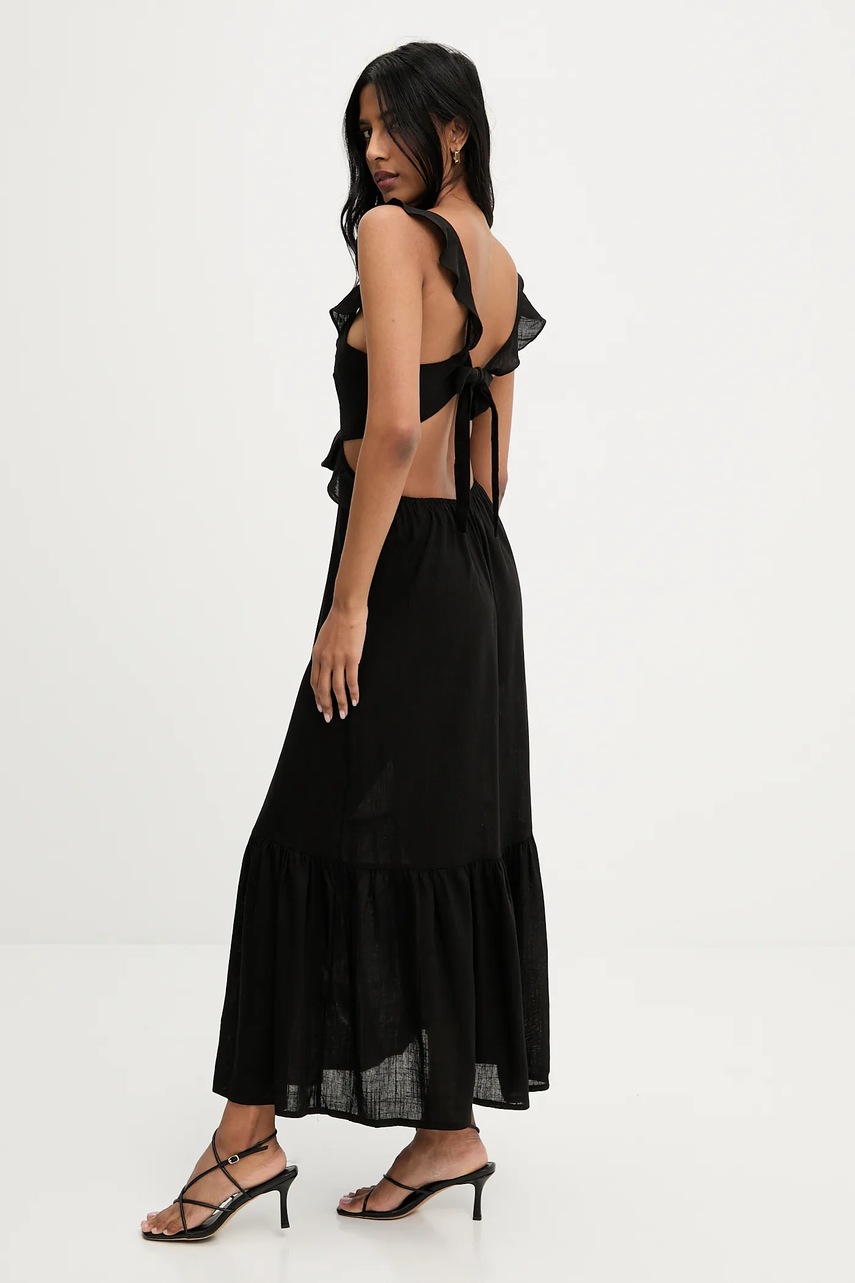Льняное платье Answear.LAB цвет чёрный maxi прямая Льняное платье Answear.LAB цвет чёрный maxi прямая