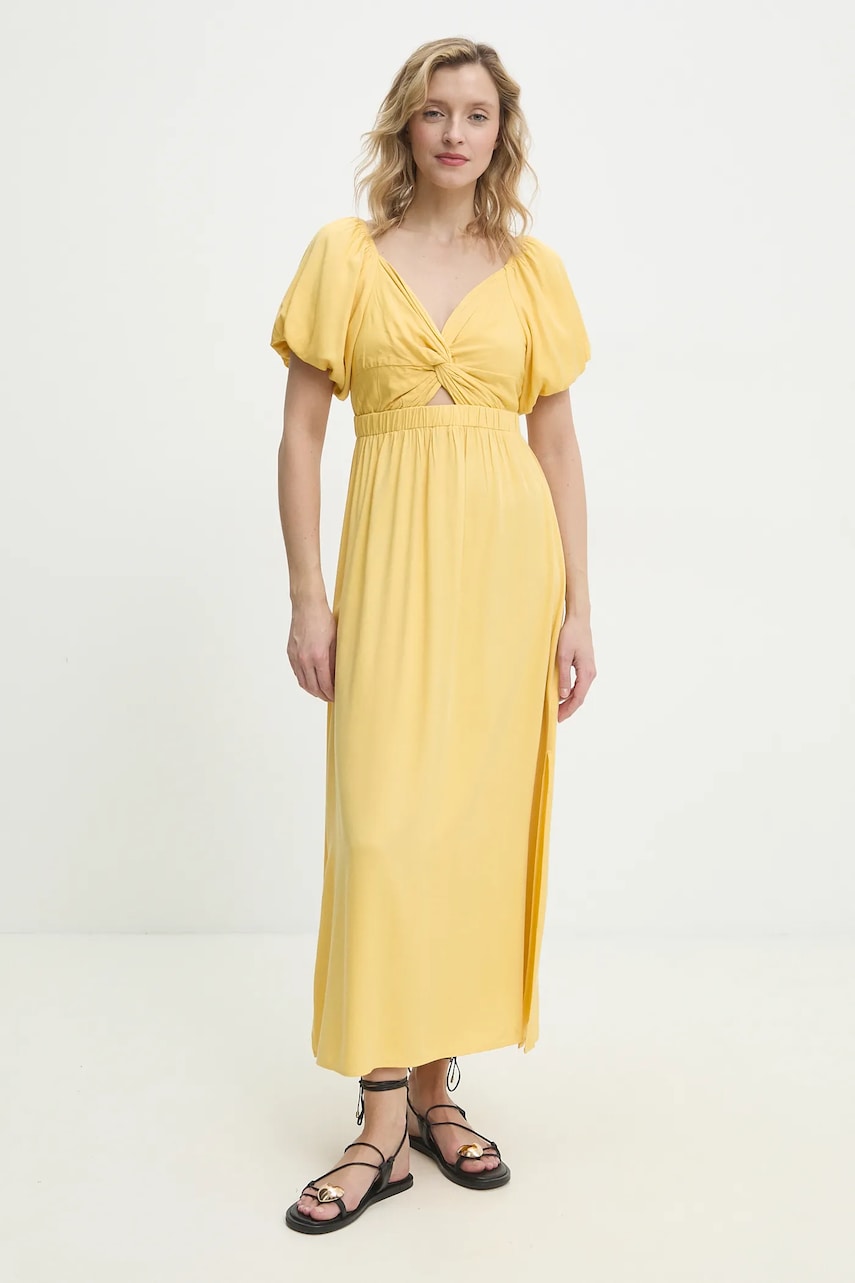 Answear Lab rochie culoarea galben, maxi, evazati Answear Lab rochie culoarea galben, maxi, evazati