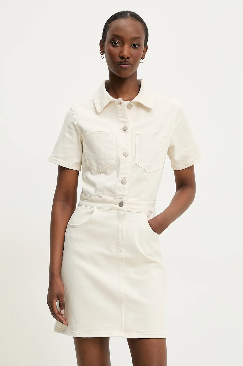 Answear Lab rochie jeans culoarea bej, mini, mulata Answear Lab rochie jeans culoarea bej, mini, mulata