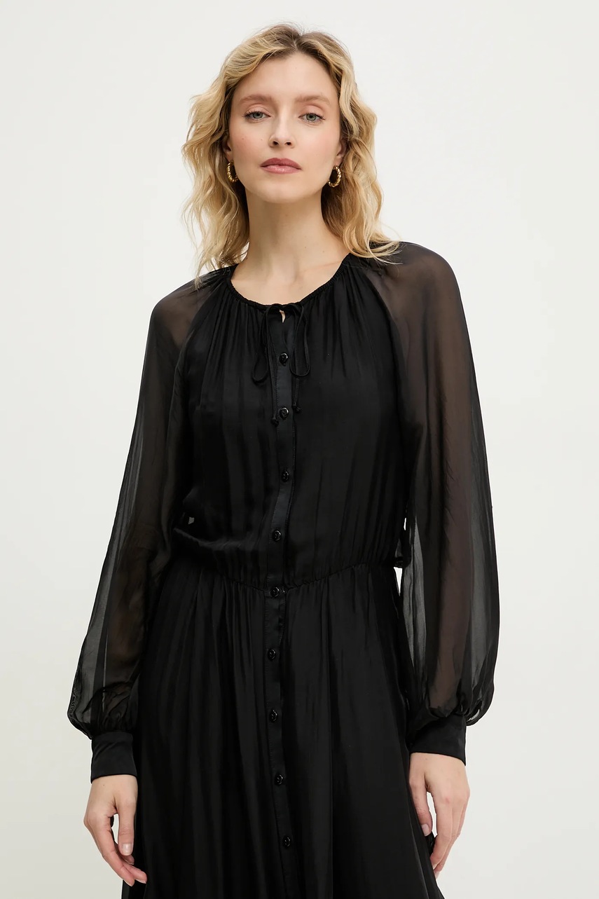 Сукня з шовком Answear.LAB колір чорний maxi пряма