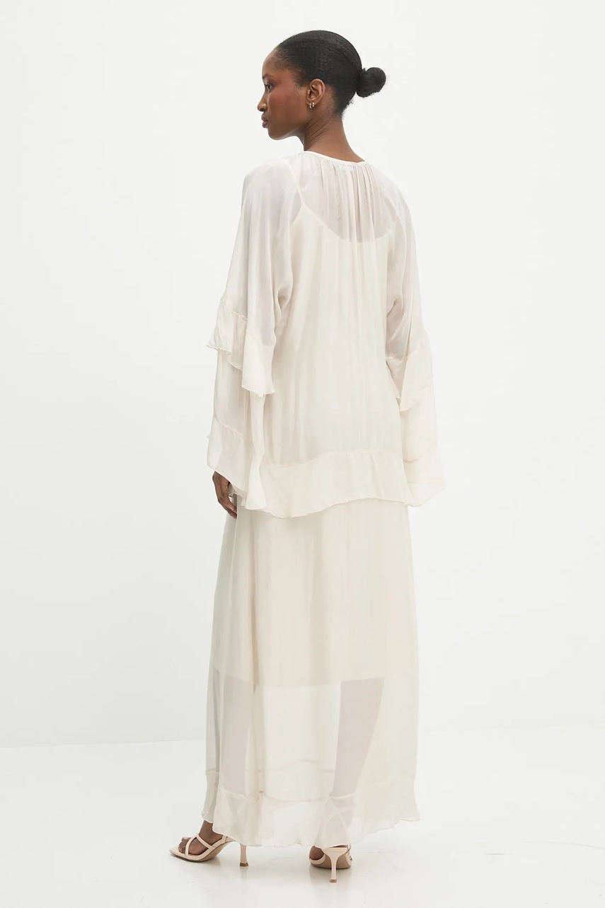 Φόρεμα με μετάξι Answear.LAB χρώμα: μπεζ φωτογραφία