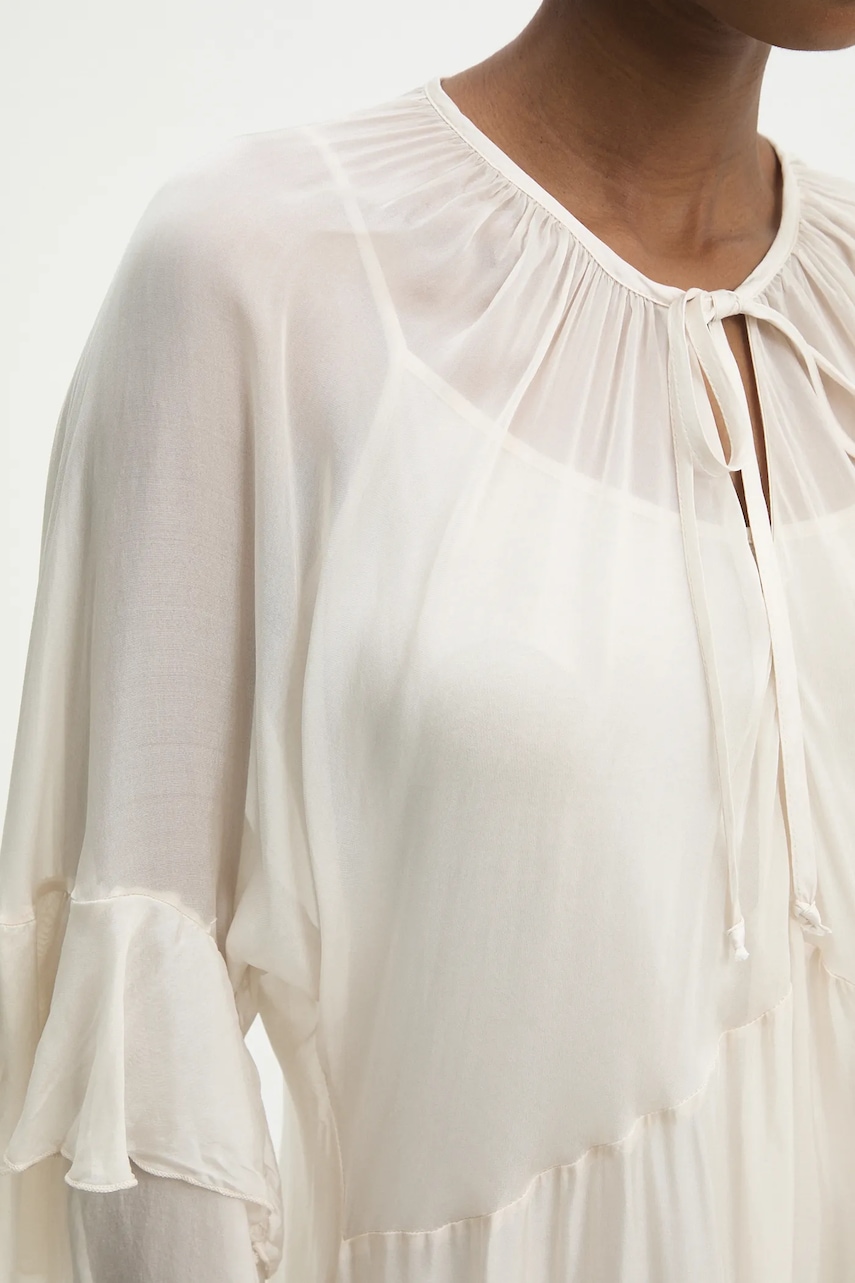 Φόρεμα με μετάξι Answear.LAB χρώμα: μπεζ φωτογραφία