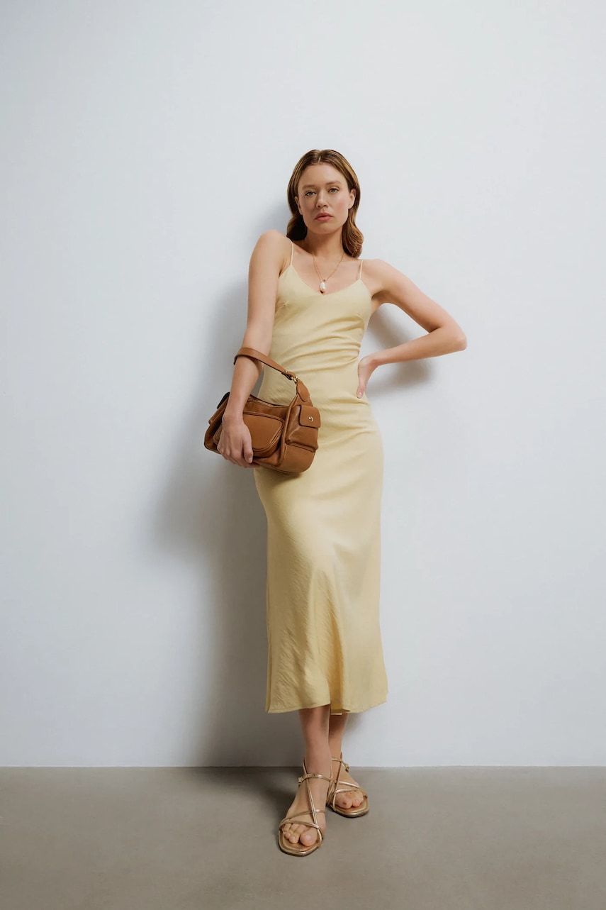 Answear Lab rochie culoarea galben, maxi, evazată