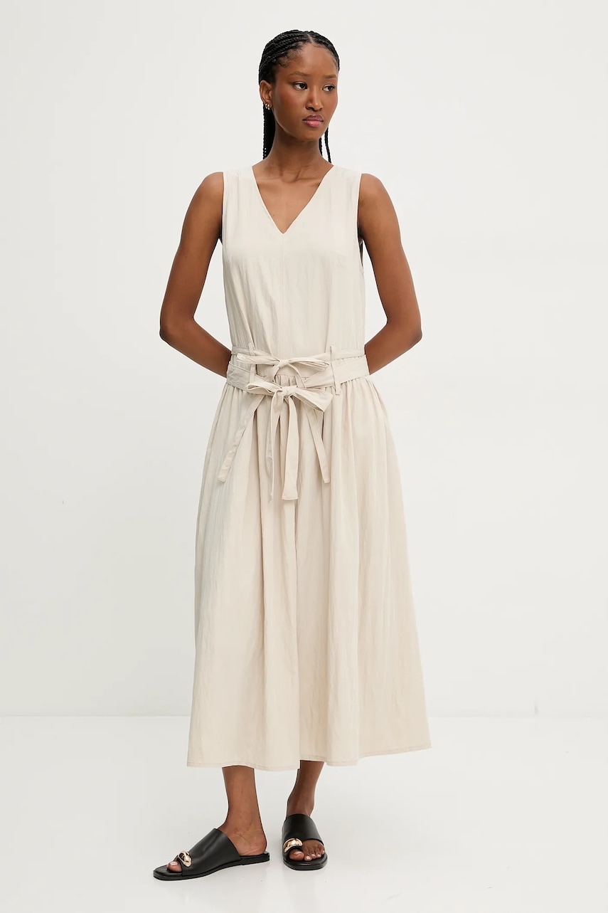 Answear Lab rochie culoarea bej, midi, evazată