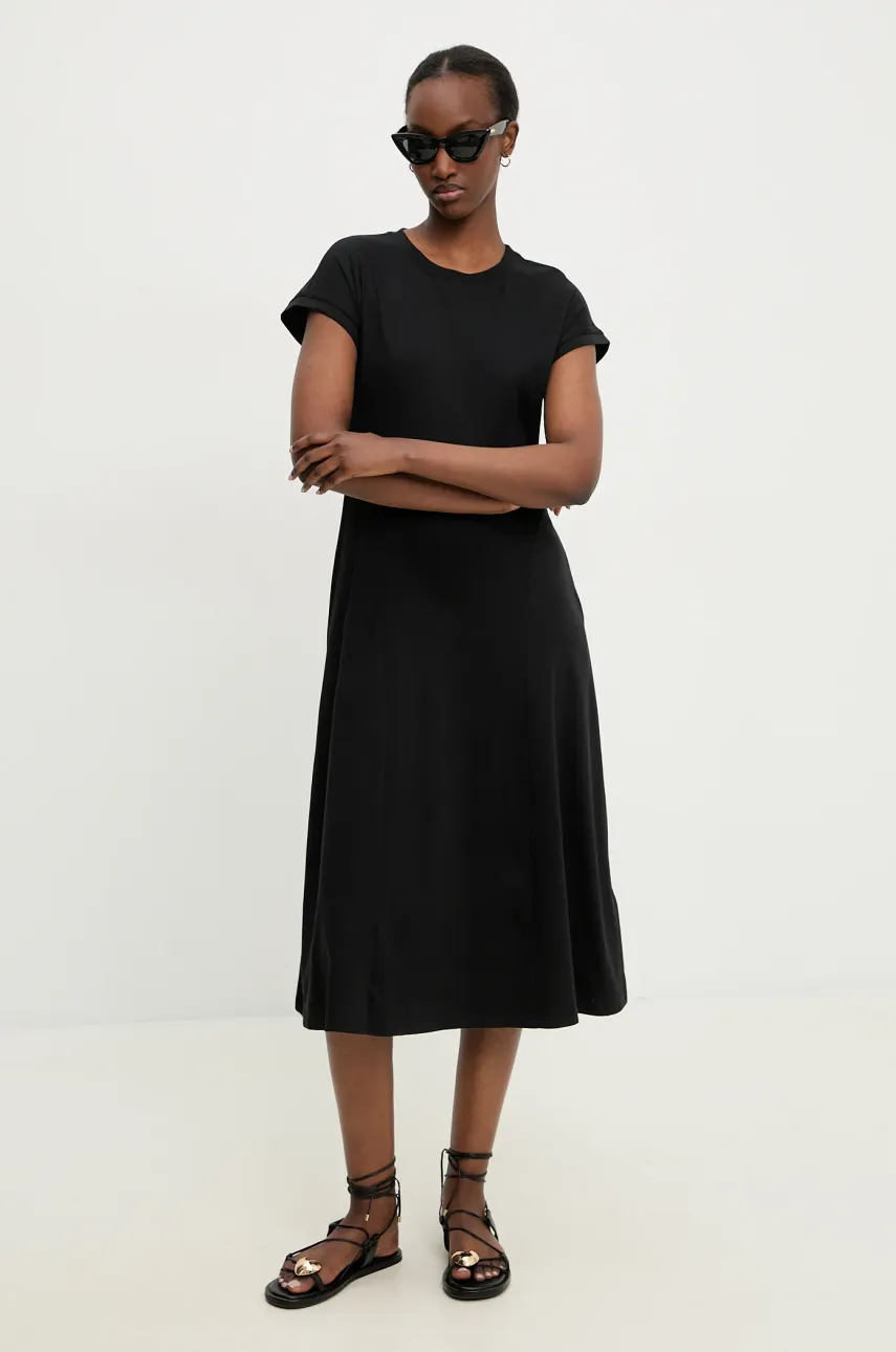 Answear Lab rochie din bumbac culoarea negru, midi, evazată