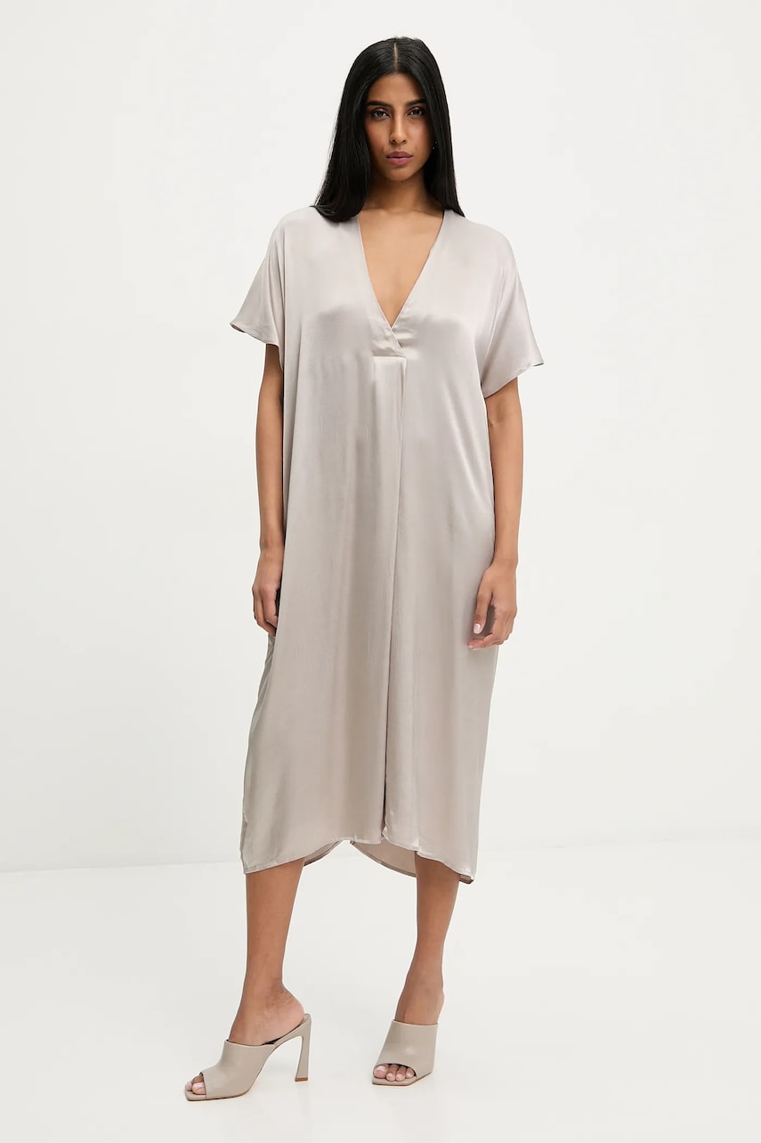 Answear Lab rochie culoarea argintiu, midi, oversize Answear Lab rochie culoarea argintiu, midi, oversize