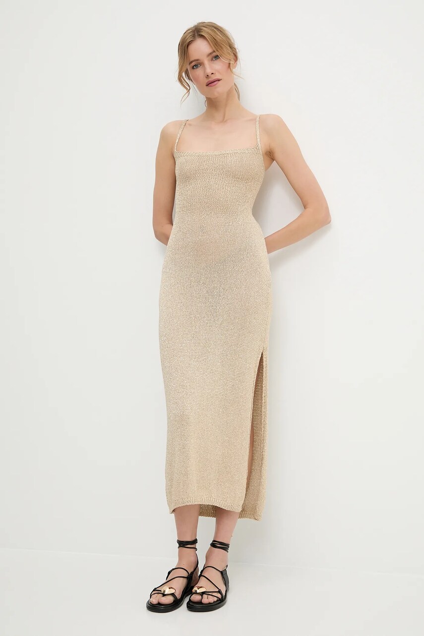 Answear Lab rochie culoarea auriu, maxi, mulata