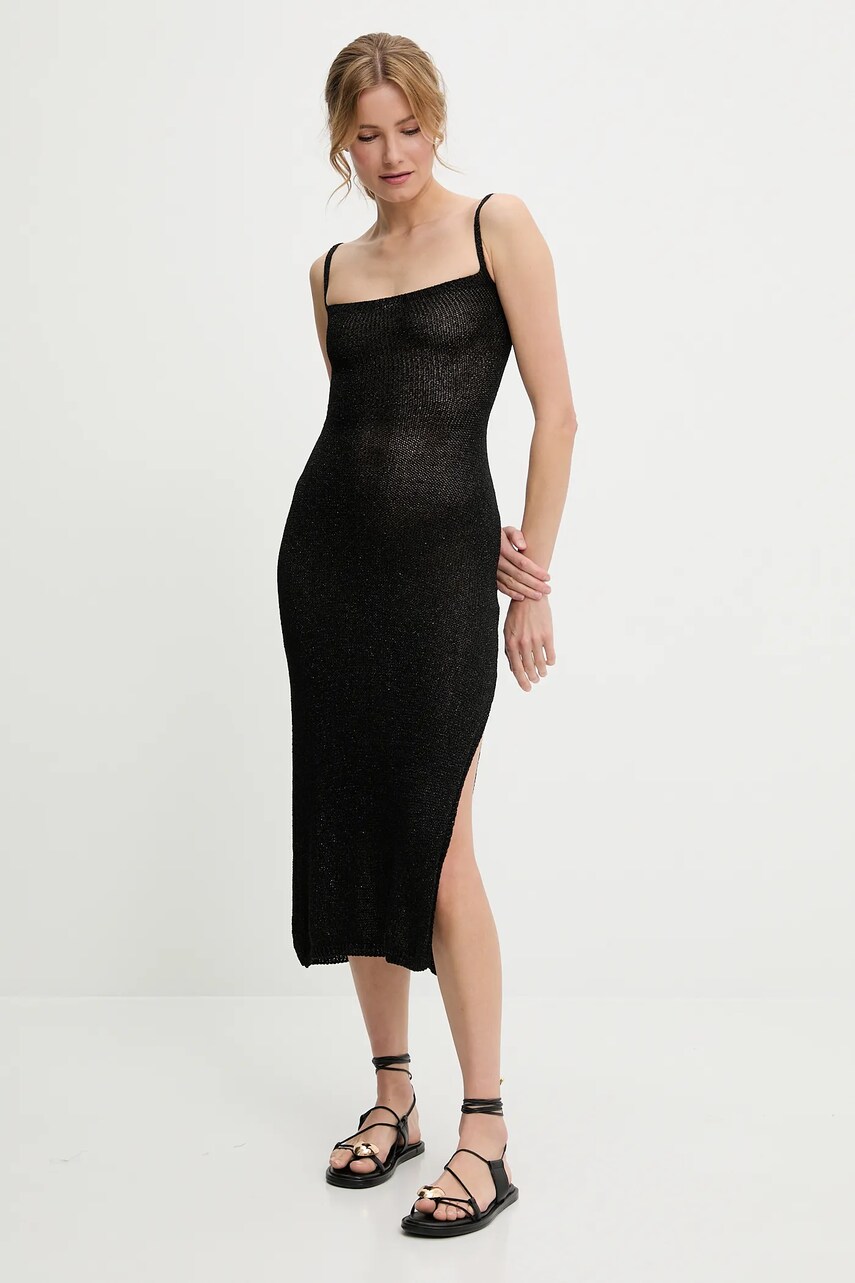 rochie culoarea negru, maxi, mulata
