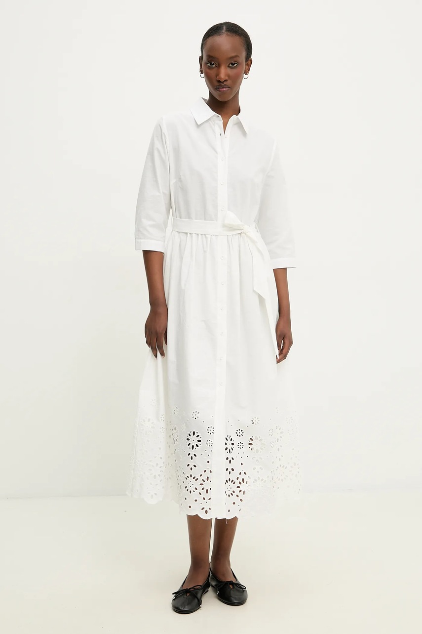 Answear Lab rochie din bumbac culoarea alb, maxi, evazată