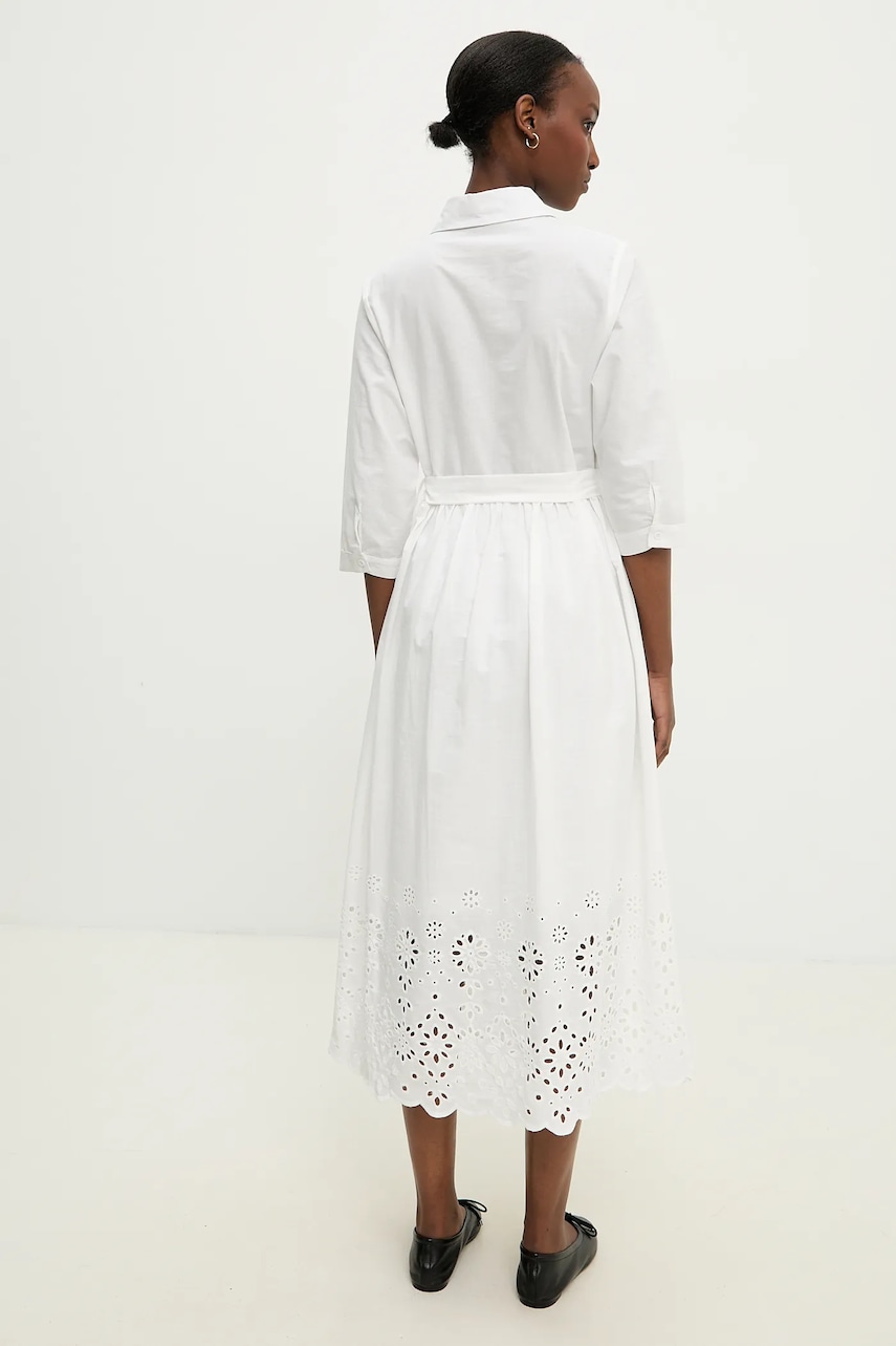 Хлопковое платье Answear.LAB цвет белый maxi расклешённая Хлопковое платье Answear.LAB цвет белый maxi расклешённая