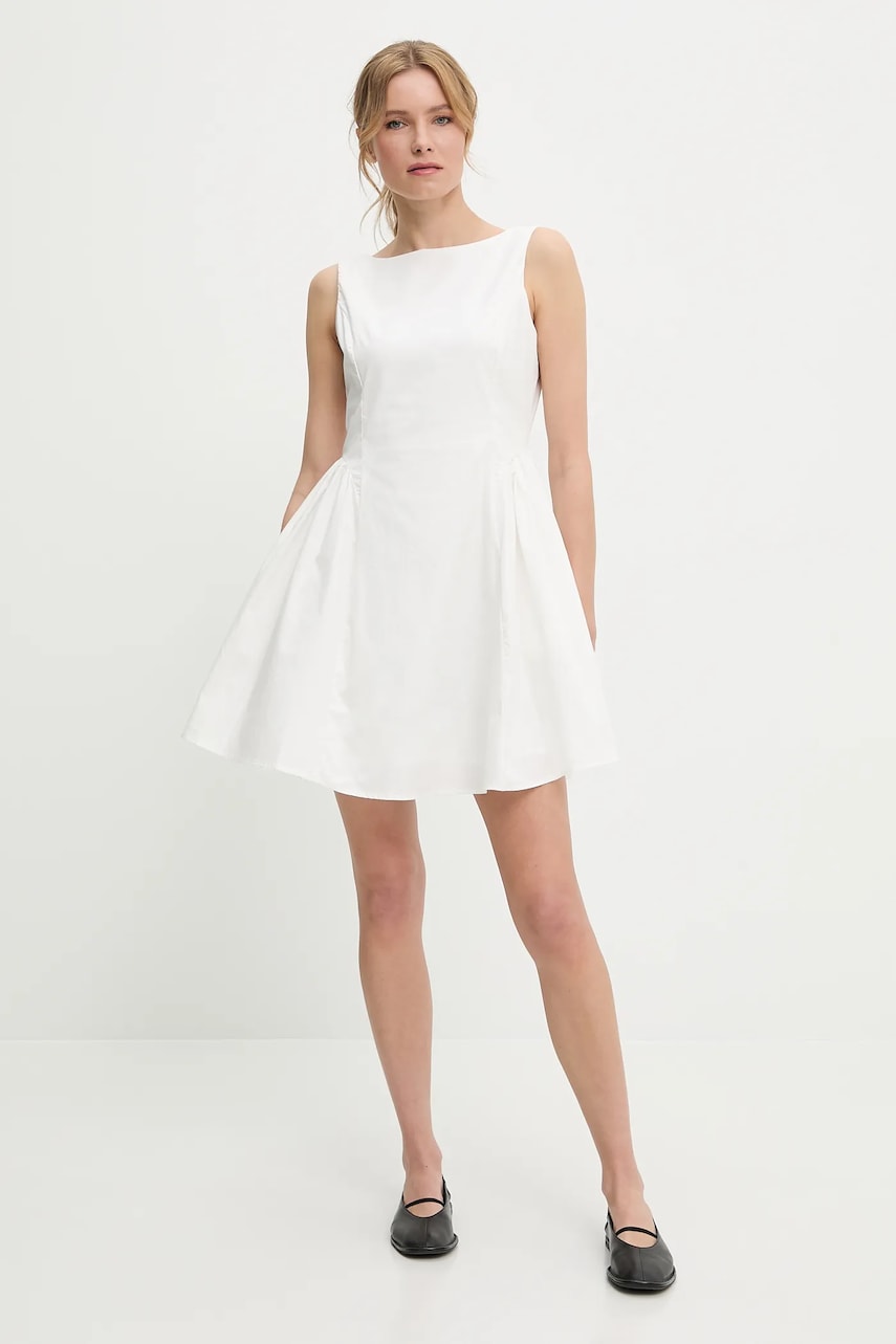 Answear Lab rochie din bumbac culoarea alb, mini, evazată