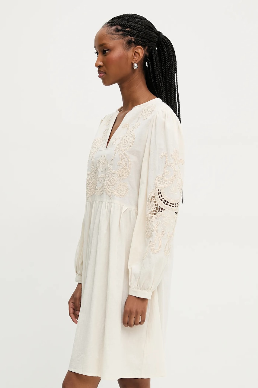 Answear Lab rochie din bumbac culoarea bej, mini, evazati Answear Lab rochie din bumbac culoarea bej, mini, evazati