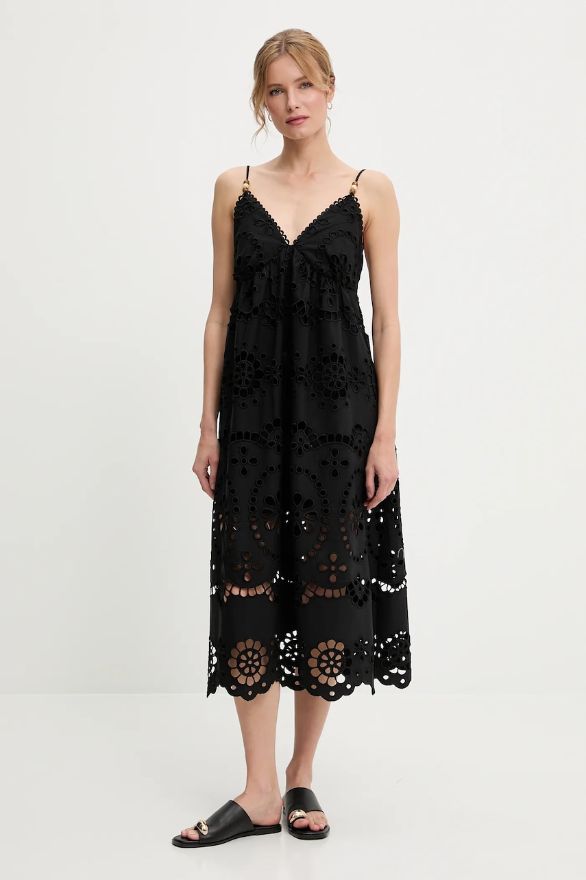 Answear Lab rochie din bumbac culoarea negru, mini, evazată