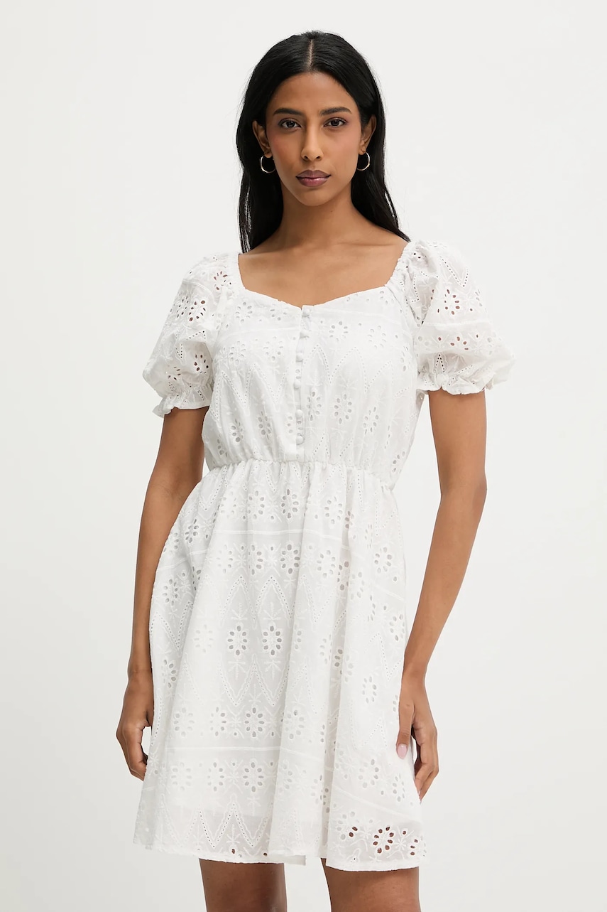 Answear Lab rochie din bumbac culoarea alb, mini, evazată