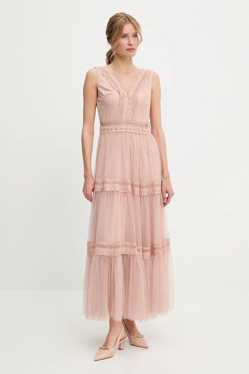 Платье Answear.LAB цвет розовый maxi расклешённая