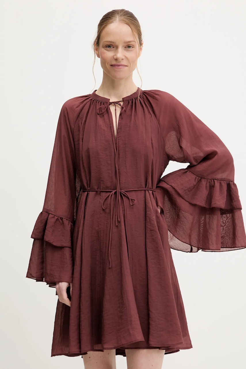 Answear Lab rochie culoarea bordo, mini, evazată