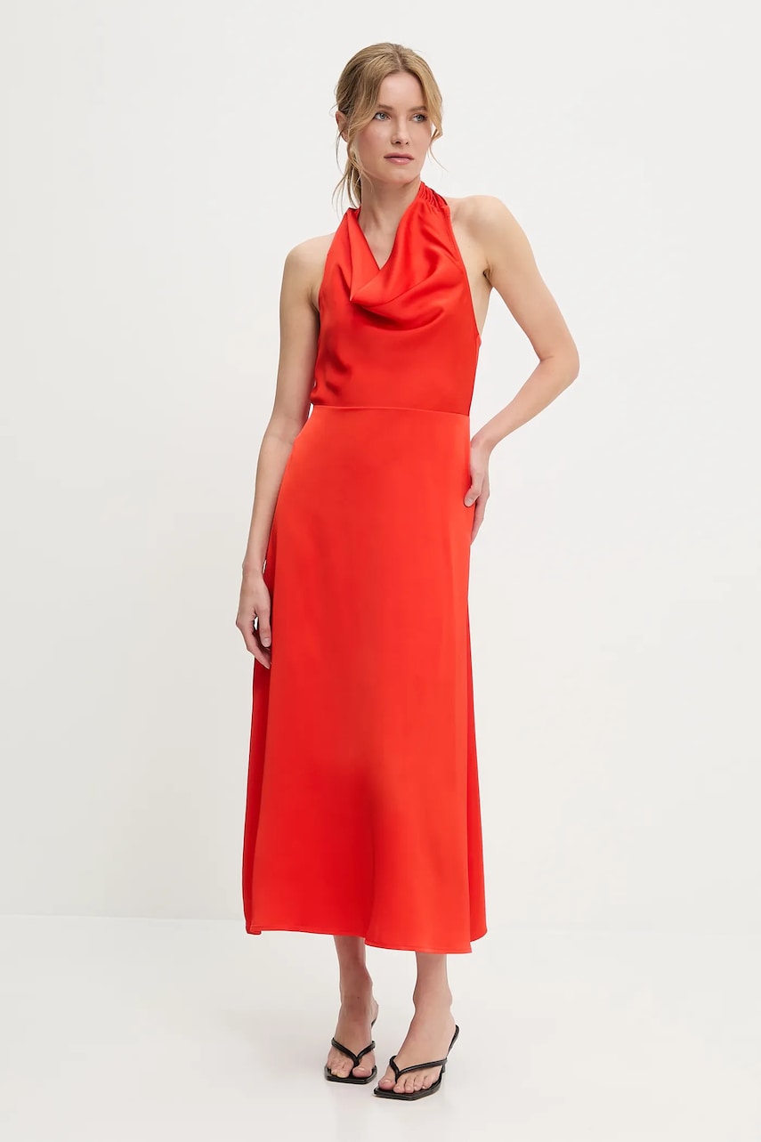 rochie culoarea rosu, maxi, evazată
