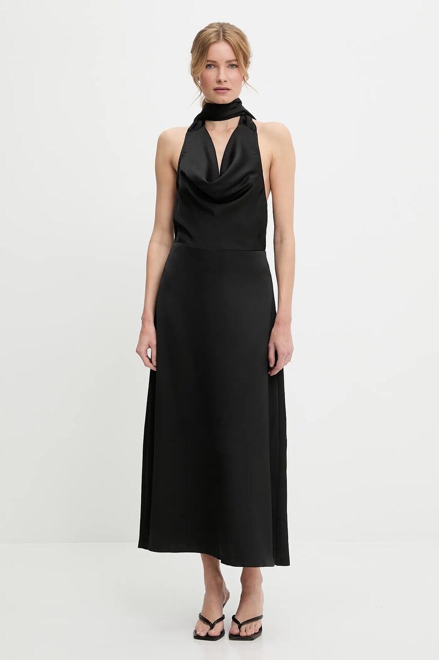 rochie culoarea negru, maxi, evazati