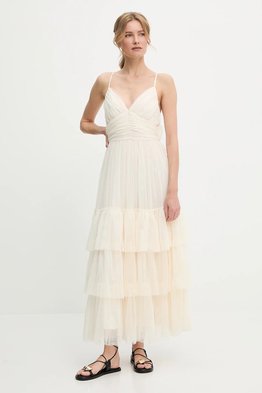 Answear Lab rochie culoarea bej, maxi, evazati