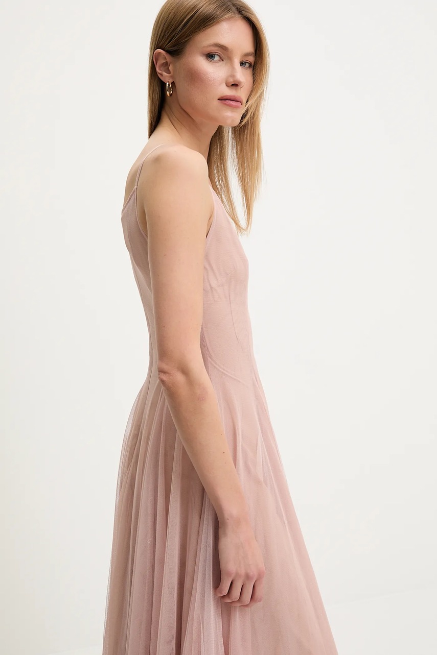 Платье Answear.LAB цвет бежевый maxi расклешённая