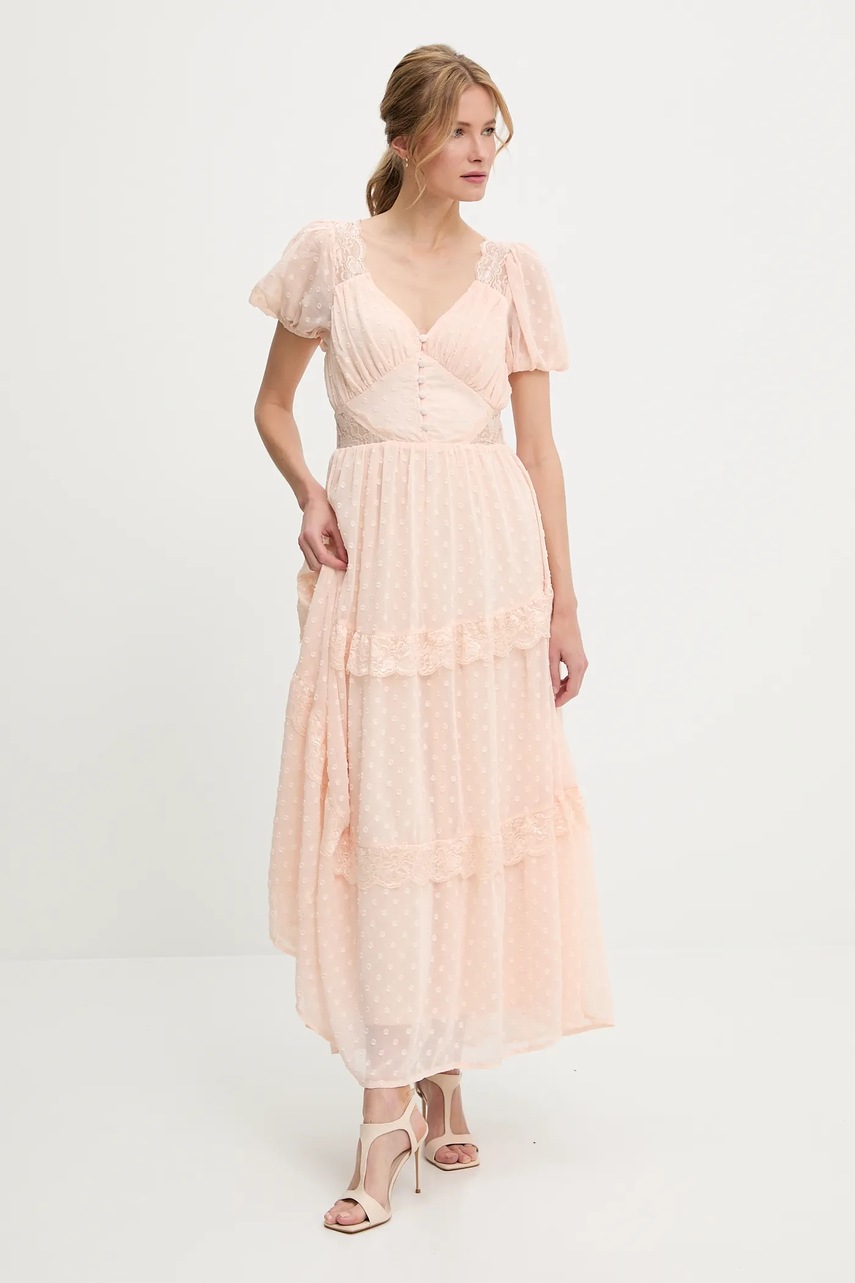 Платье Answear.LAB цвет бежевый maxi расклешённая