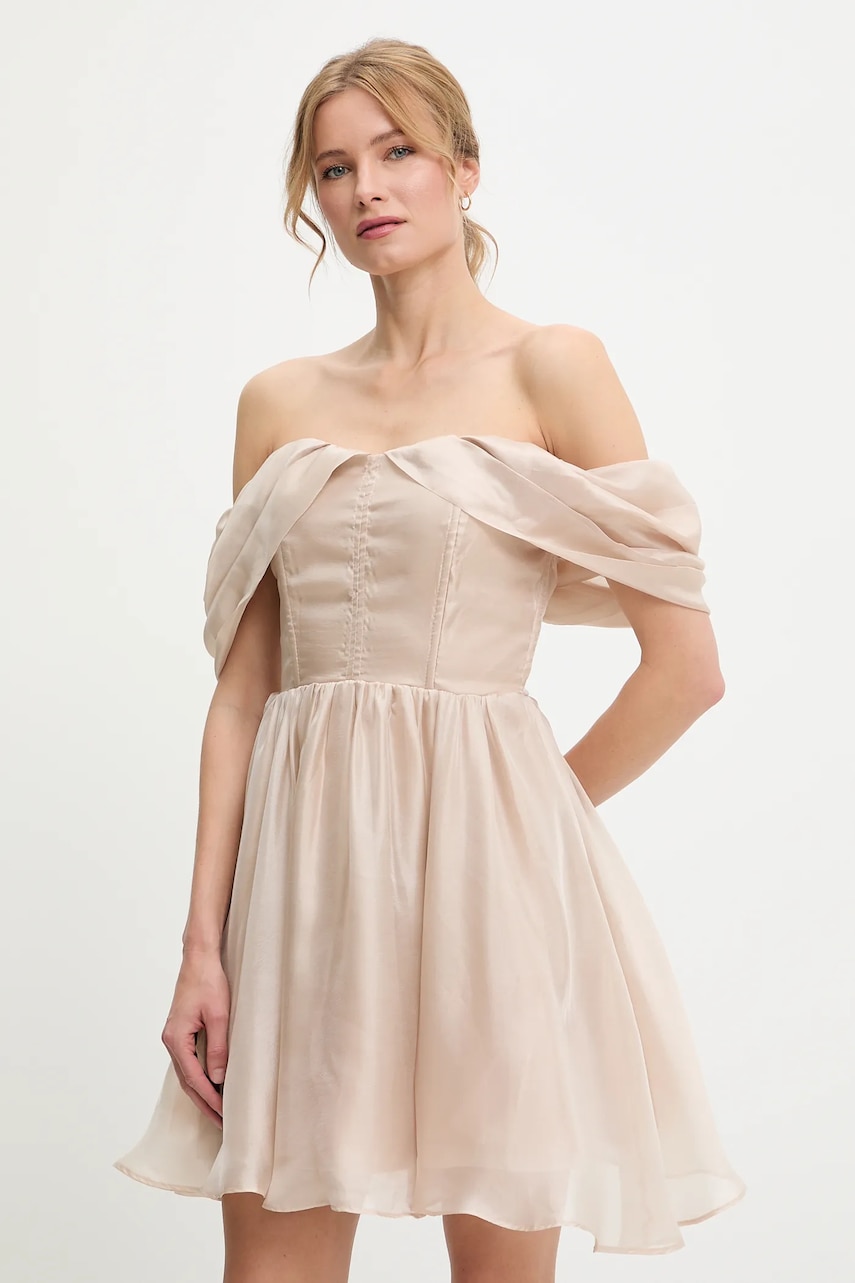 Answear Lab rochie culoarea bej, mini, evazată