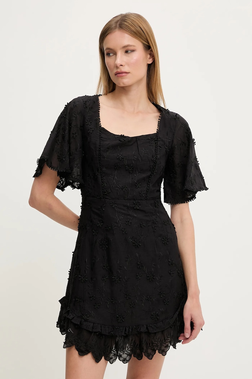 Answear Lab rochie din bumbac culoarea negru, mini, evazată