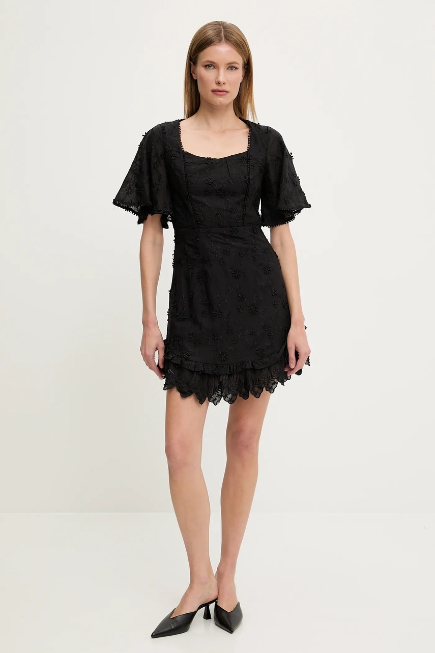 Хлопковое платье Answear.LAB цвет чёрный mini расклешённая