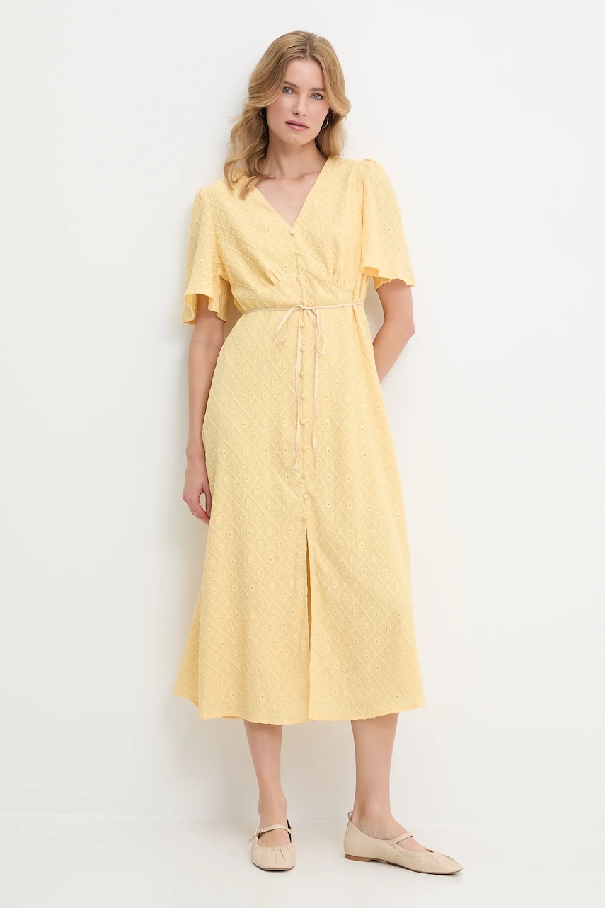 Answear Lab rochie culoarea galben, midi, evazati