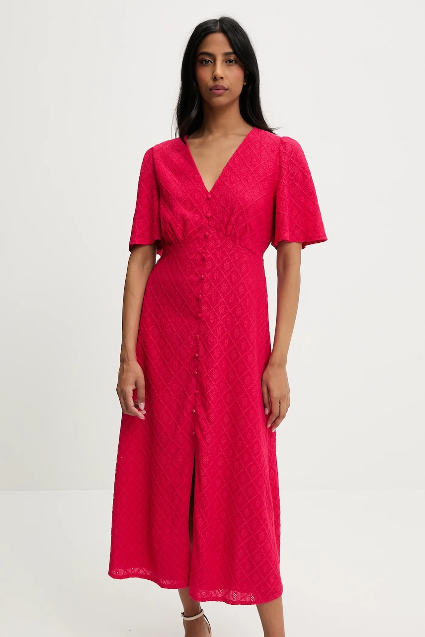 Answear Lab rochie culoarea roz, midi, evazată