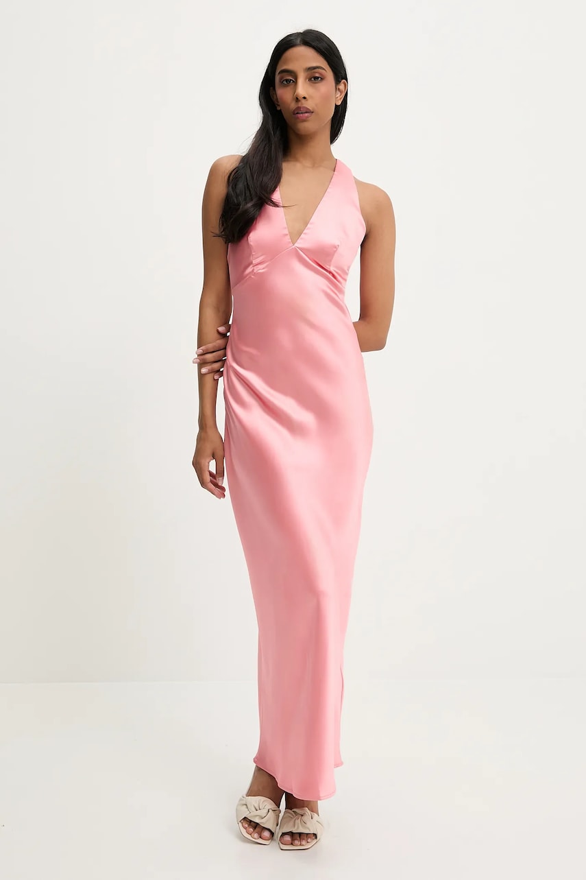 Answear Lab rochie culoarea roz, maxi, mulata