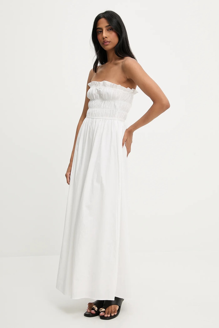 Хлопковое платье Answear.LAB цвет белый maxi расклешённая