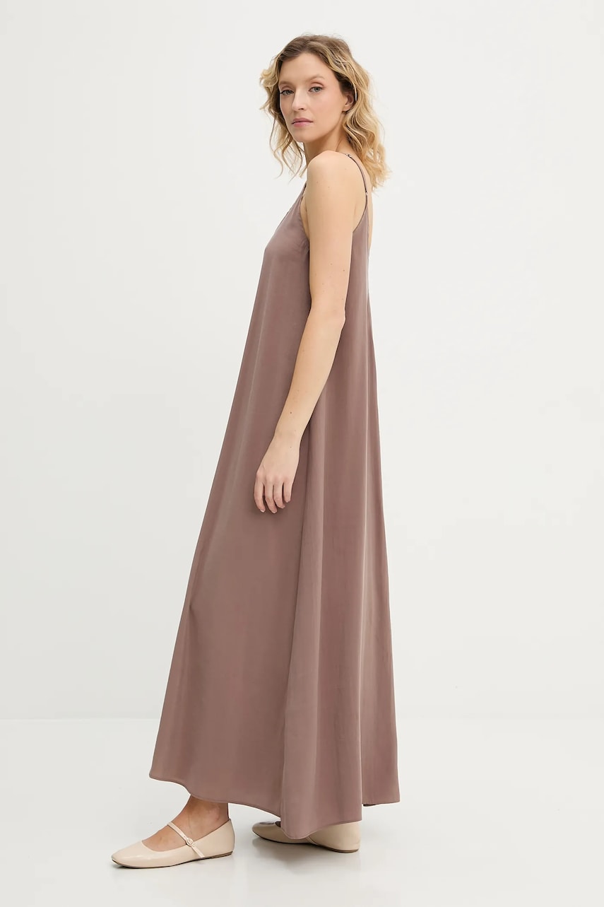 Answear Lab rochie culoarea maro, maxi, evazată