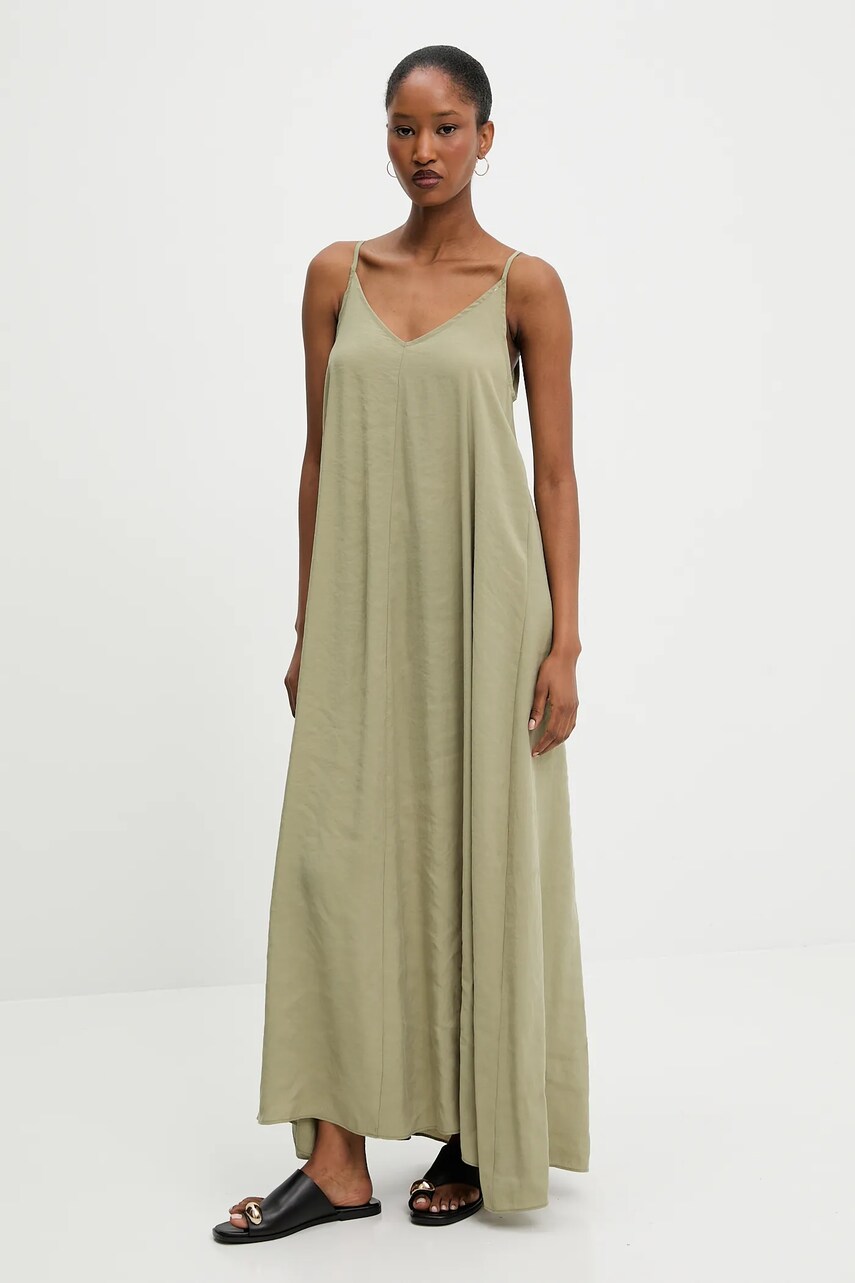 Answear Lab rochie culoarea verde, maxi, evazată