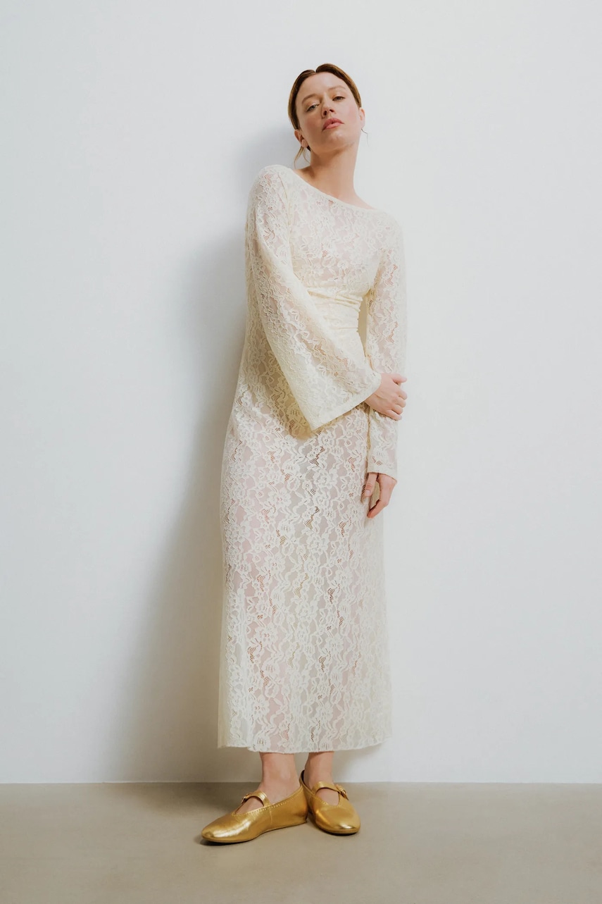Answear Lab rochie culoarea bej, maxi, dreapta
